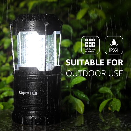 Lepro LED Camping Lantern - Collapsible & IPX4 Water Resistant | Portable Emergency Light for Outdoors