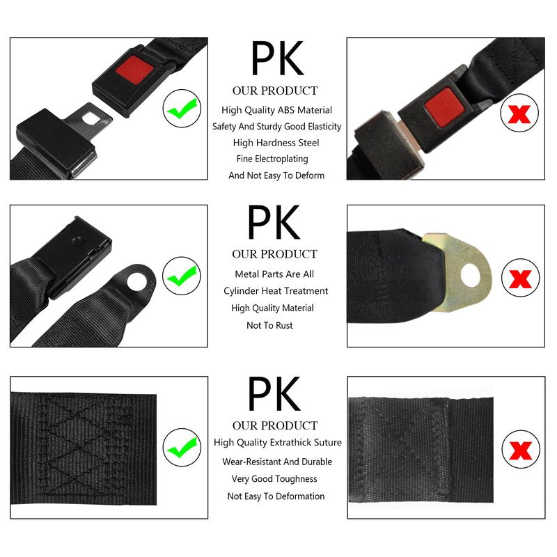 T.Chilyn 2 Pack Golf Cart Seat Lap Strap Belts Kit, Universal Golf Cart Belt Kit, EZGO, Yamaha, UTV,Go Kart, Front/Rear Seatbets