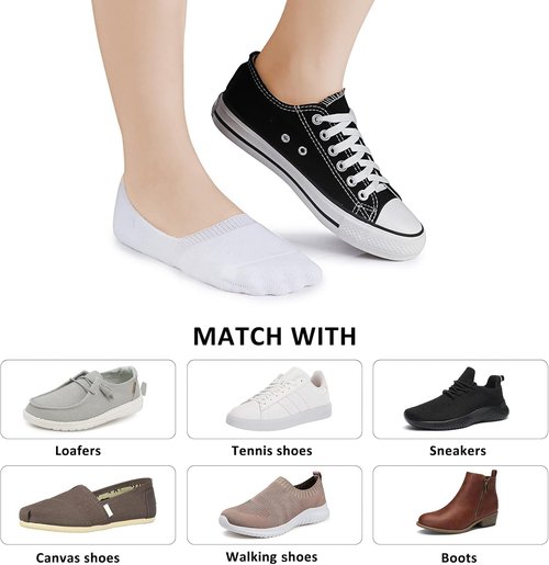 Leotruny No Show Socks - 6 Pairs of Unisex Thick Cushion Athletic Cotton | Non-Slip Low Cut Design