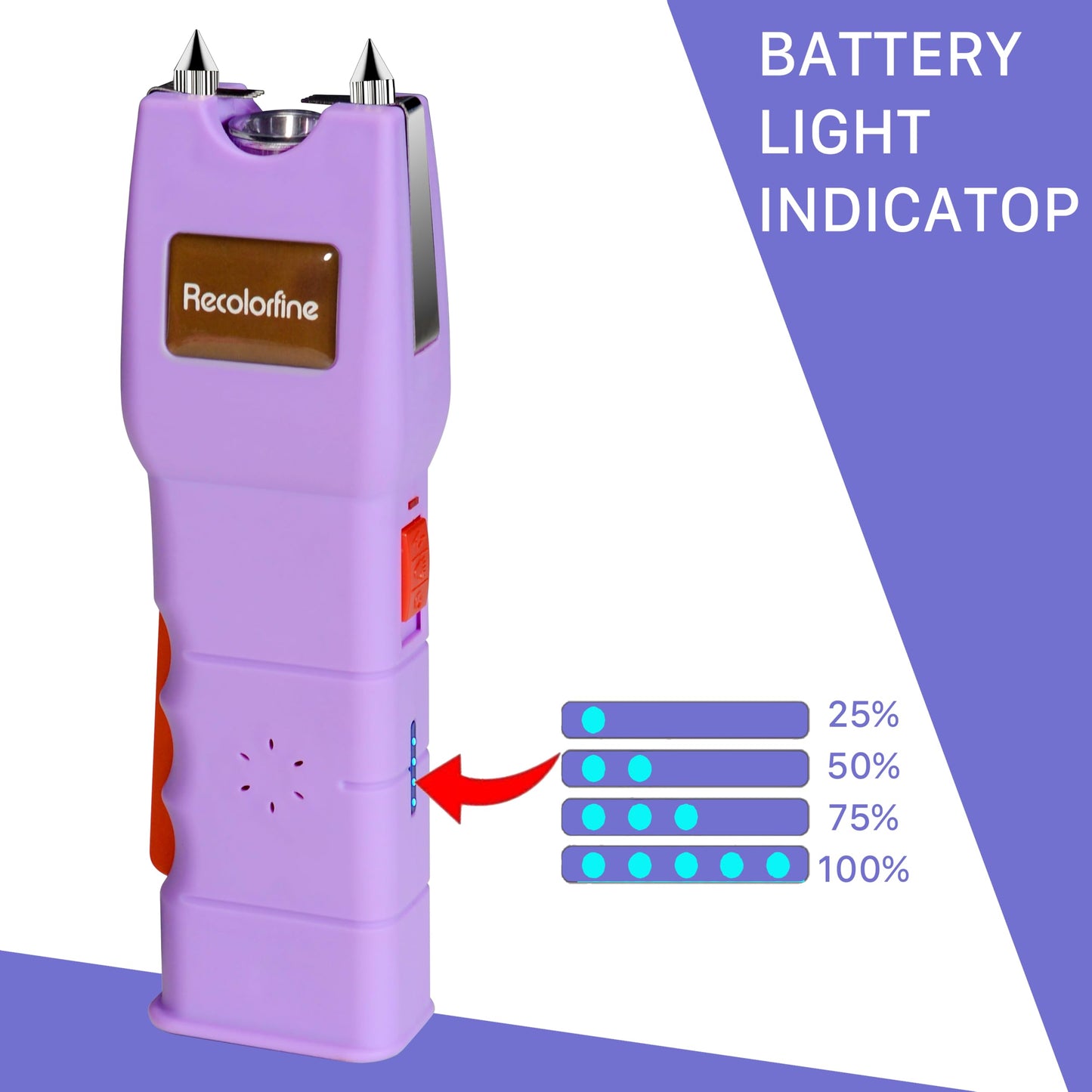 Stun Gun with LED Flashlight for Women Self Defense Rechargeable Stun Guns with Safety Switch (Purple)