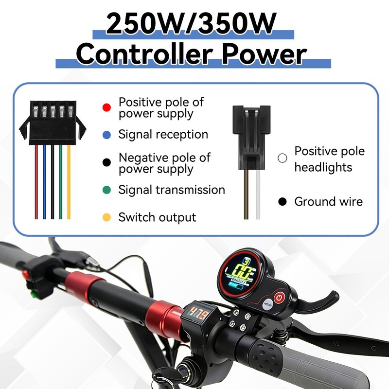 36V 48V 60V Electric Scooter Controller, Controller LCD Display Control Panel with Shift Switch Brushless Motor Speed Controller Screen for Electric Bikes (48V 250/350W color screen dual-mode model)