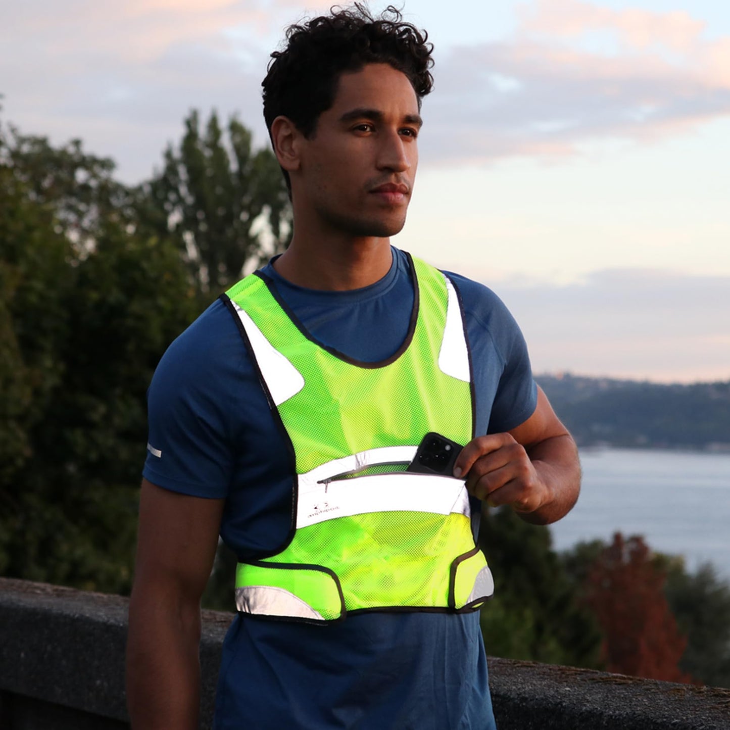 Amphipod Full Visibility Reflective Vest, Outdoor Safety Running Gear for Road Running, Jogging & Walking -Hi-Viz Green - L/XL