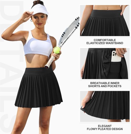FireSwan Tennis Skirts for Women - High Waisted Pleated Athletic Skort with Pockets | Perfect for Golf & Sports