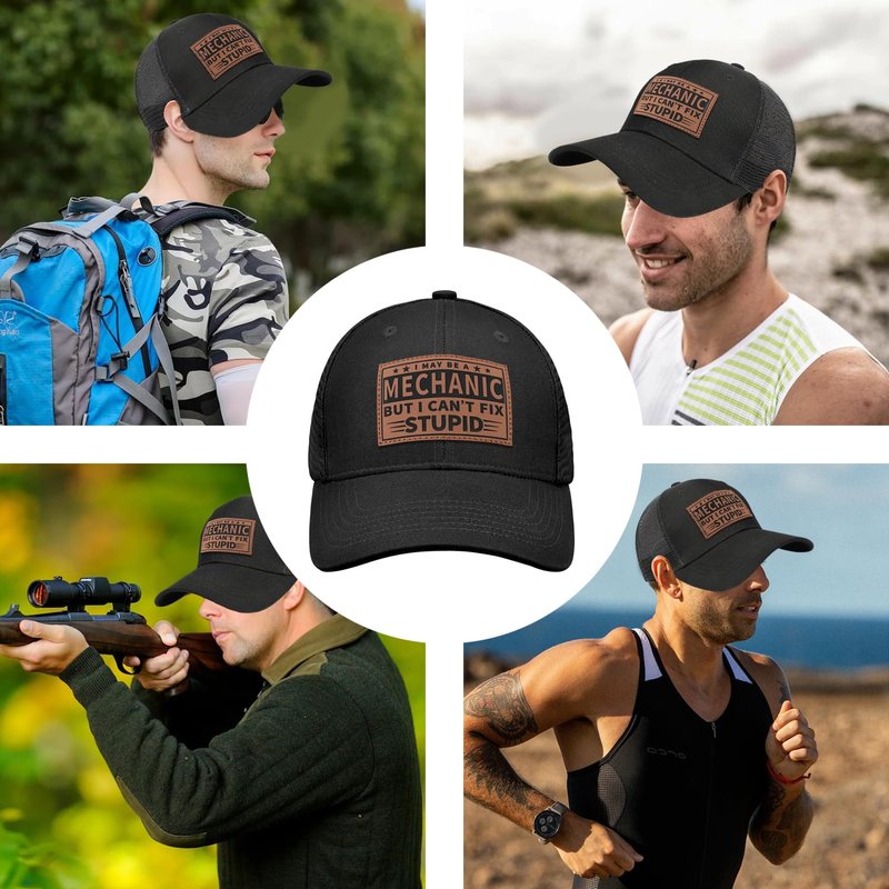 Funny Hats for Mechanics - Mechanic Gifts for Men -Men's Baseball Caps with Witty Quote - Trucker Hat Gifts for Dad/Papa/Guys/Mens (I May Be A Mechanic But I Can't Fix Stupid)
