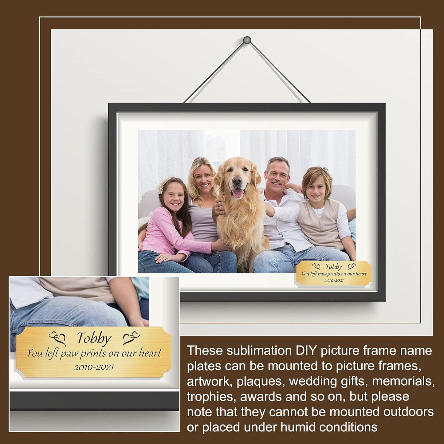 Regine Switzerland Personalized Name Plates - Custom Engraved Gold Aluminum Frame | 3 x 1 Inch (Set of 3)