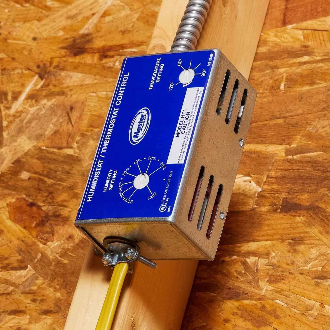 Master Flow GAF Adjustable Humidistat & Thermostat Combo for Power Vents & Fans | Controls Attic Moisture & Heat Buildup | Adjustable for All Climates | Universal Compatibility | UL Listed - HT1