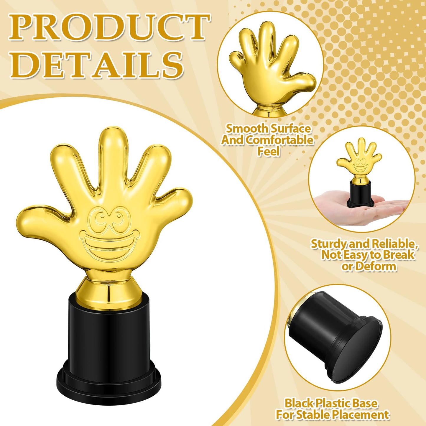 WinnerWhy 24 Pcs High Five Trophies Plastic Gold Trophy Awards Gold Small Trophy Cups Winner Trophies Appreciation Gifts for Team Coworkers Sports Competitions Winner Party