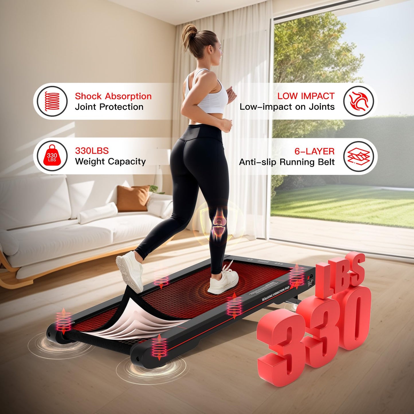 Sperax Walking Vibration Pad with Manual Incline,4-in-1 Under Desk Treadmill with APP Vibration Machine, Suitable for Home and Office use