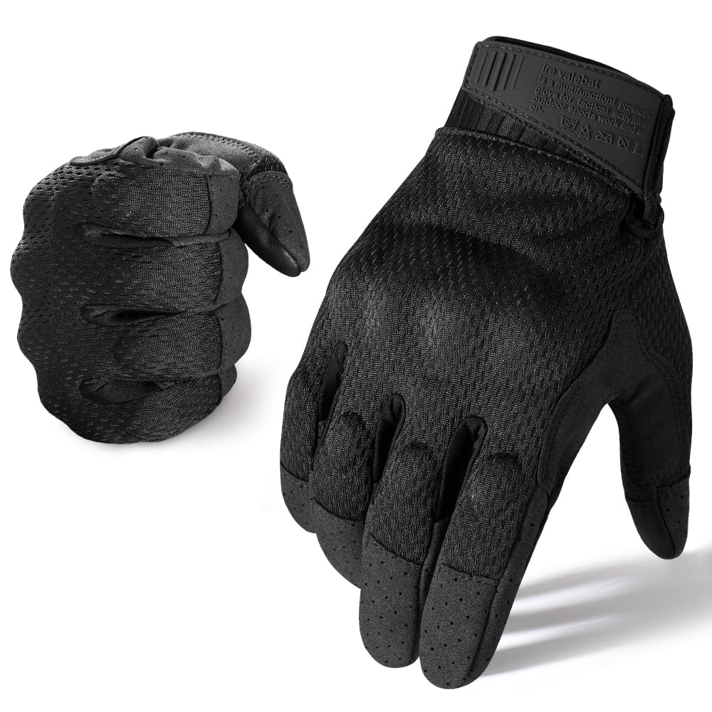 AXBXCX Summer Touchscreen Gloves for Men, Breathable Full Finger Gloves Black Medium