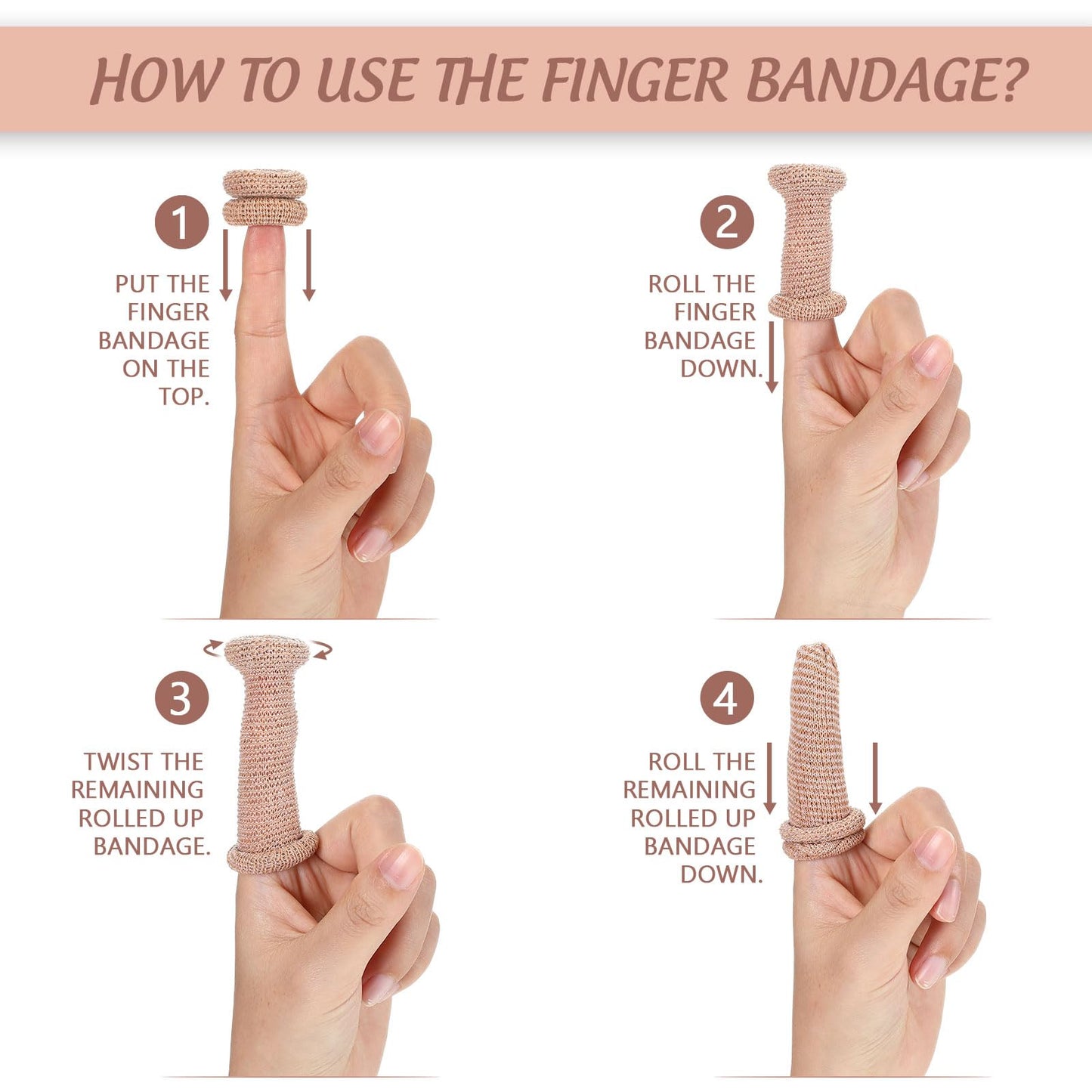 Nuanchu 40 Pcs Finger Bandage Finger Cots Protectors Tubular Breathable Bandage for Wound Care Cotton Fingertips Covers Disposable Cots for Thumb Sprains Gardening Fitness (Nude Color,12.6 Inch)