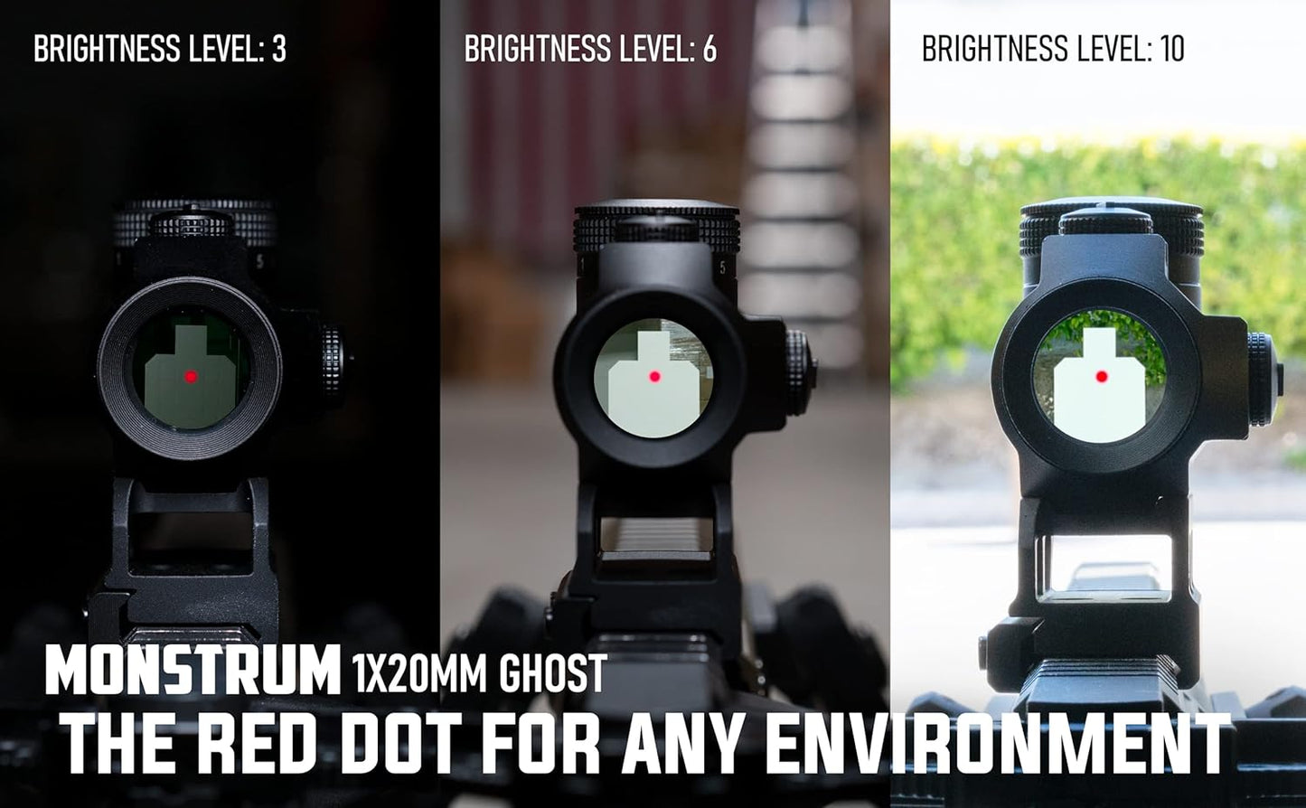 Monstrum Ghost Red Dot Sight - G3 3X Micro Magnifier with Flip to Side Mount | Tactical Combo
