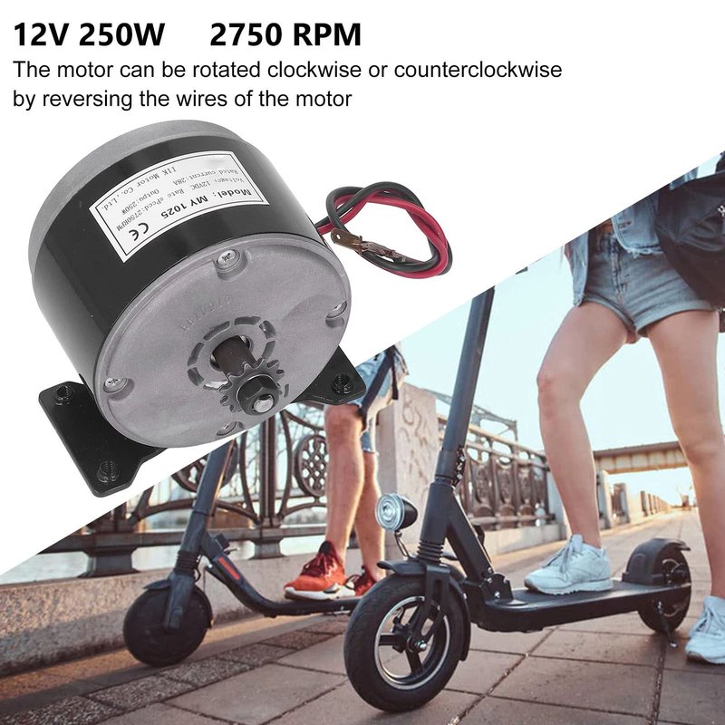 High Speed Brushed DC Motor,MY1025 12V 250W Brushed DC Motor 2750rpm High Efficiency Aluminum DC Electric Motor for Electric Scooter