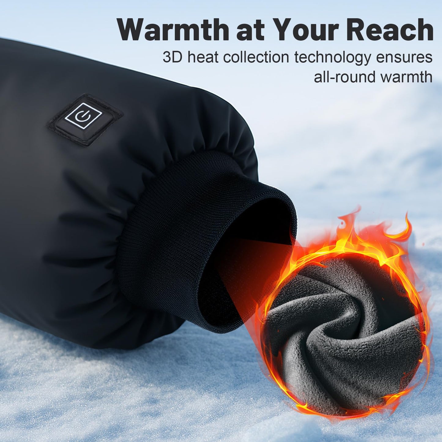Rechargeable Heated Hand Warmer Pouch with 10000mAh Power Bank - Electric Hand Warmer Muff 3 Heating Levels & Water-Resistant, for Camping, Skiing, Football(Black)