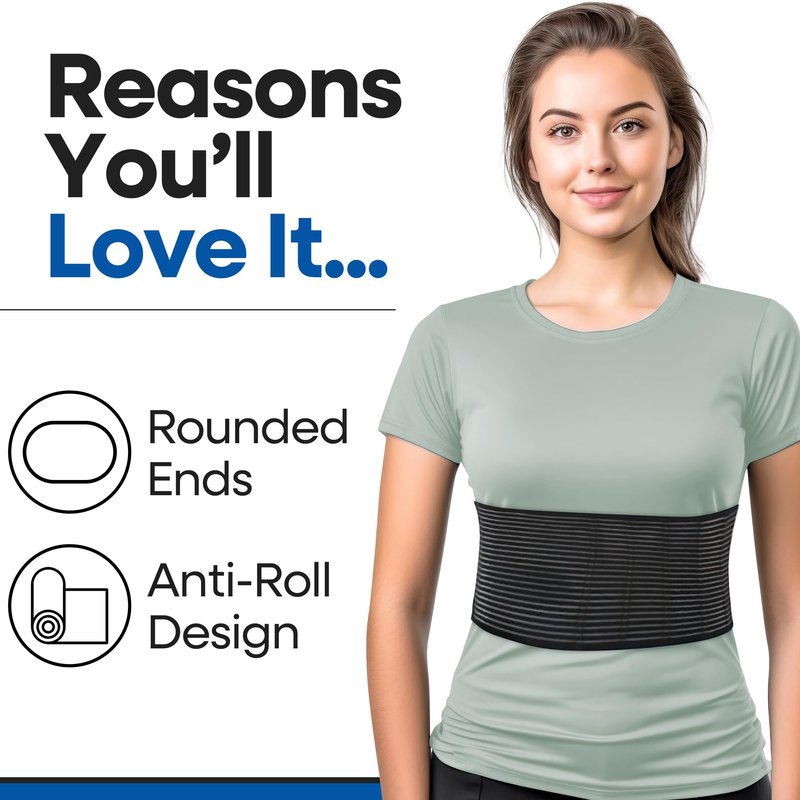 Rib Brace Rib Wrap | Chest Binder to Reduce Pain | Chest Compression Support Belt l Help Muscle Injuries, Bruised Ribs | Breathable Wrap Brace for Costochondritis Pain Relief Fits Women Men (Large/XL - BLack - 44 Inch)