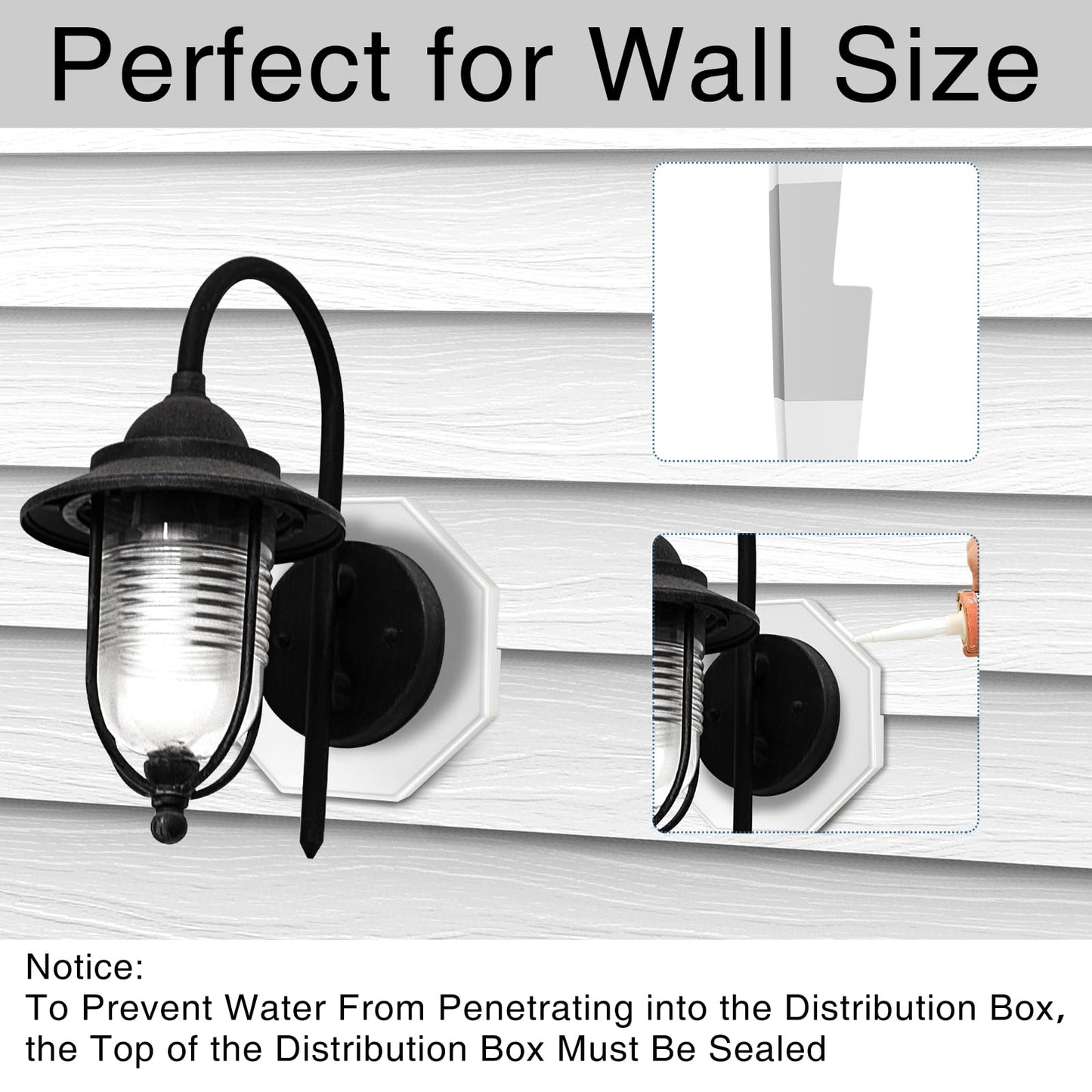 Qishiyi Vinyl Siding Mounting Blocks Kit,Siding Mounting Block with Built-in Electrical Box Vertical Siding Lamp Mounting Plate for 1/2 inch Lap Siding (White, 1/2 inch Lap Siding)