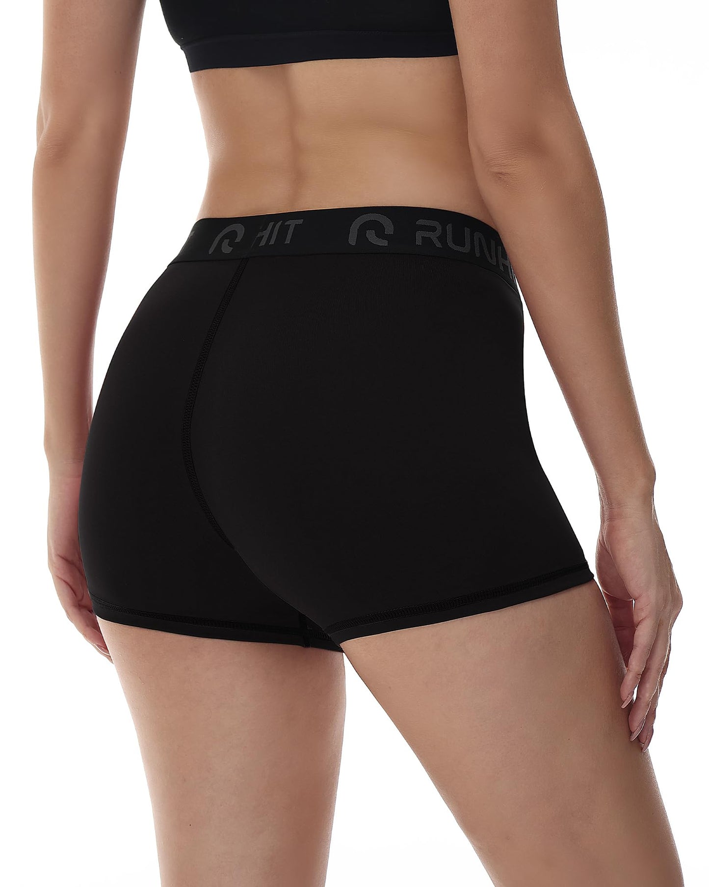 Runhit 3 Pack Compression Shorts for Women High Waisted 3" Volleyball Shorts Womens Spandex Shorts Workout Athletic Yoga Black Black Black S