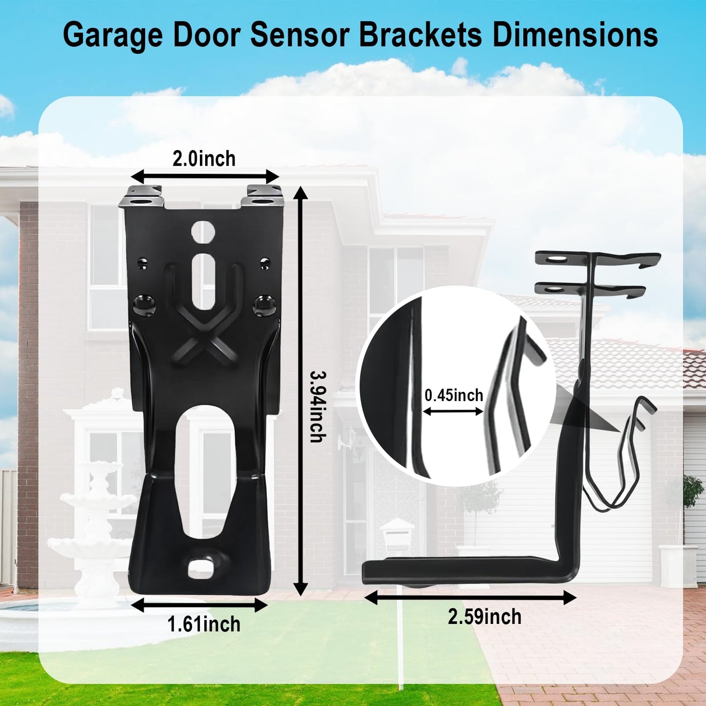 Garage Door Sensor Replacement Bracket Compatible with Chamberlain Liftmaster Garage Door Opener Sensors for 41A5034 Safety Sensor Kit Brackets Black 2Pcs