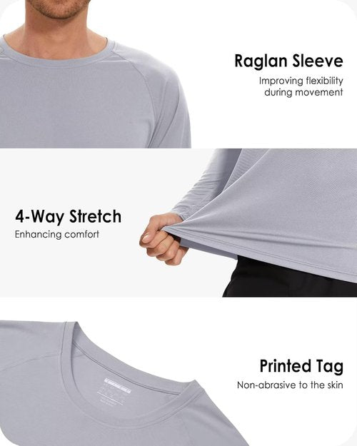 Boladeci Men's UV SPF 50+ Long Sleeve Rash Guard - Lightweight Quick-Dry Swim Shirt