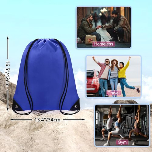 Grneric Drawstring Bags - 14 Pcs Cinch Backpack Set for Men & Women | Navy Blue Gym Sackpacks
