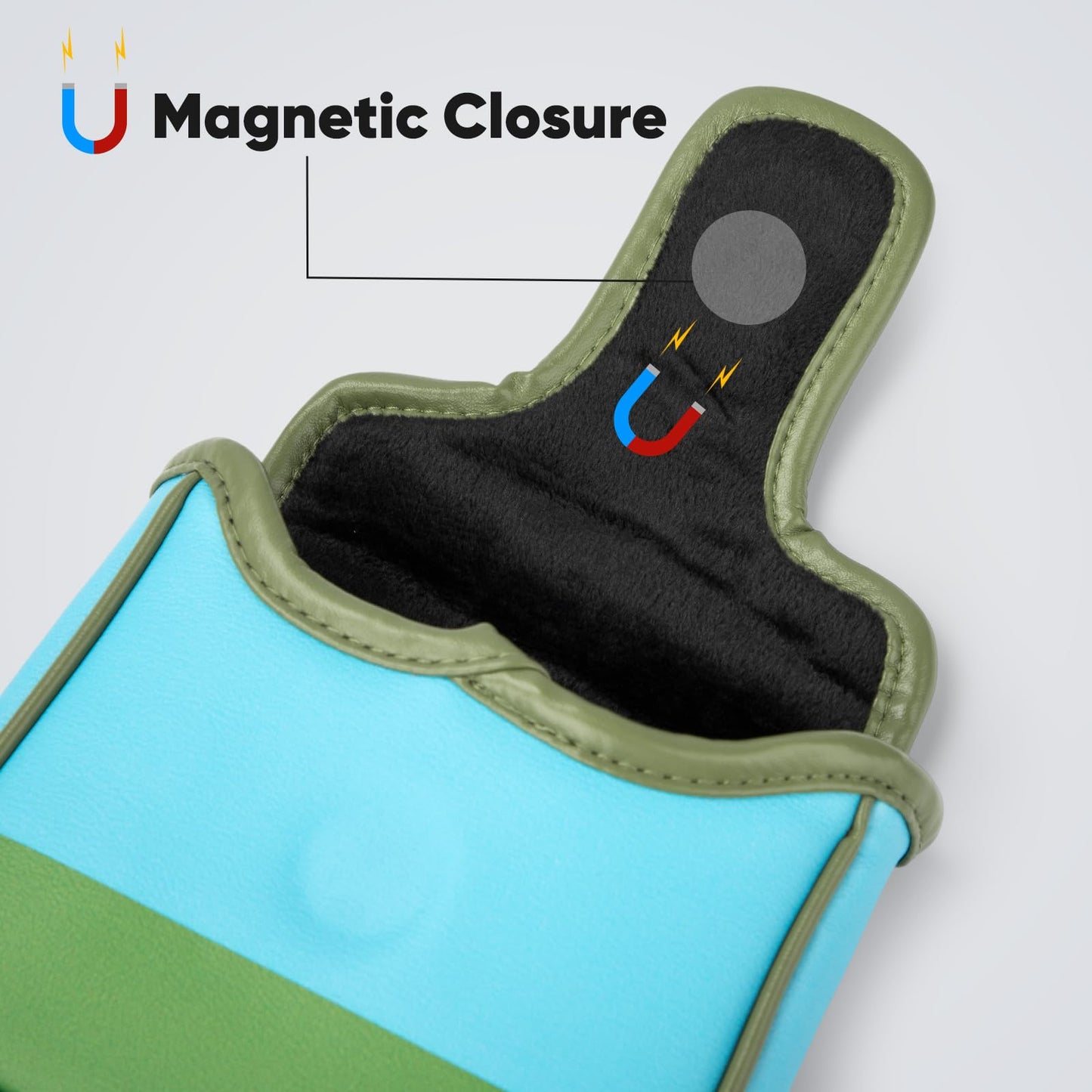 Golf Putter Covers Mallet Putter Cover Leather Putter Headcover with Magnetic Closure Golf Club Covers for Most Brand Putter (Green-Mallet)