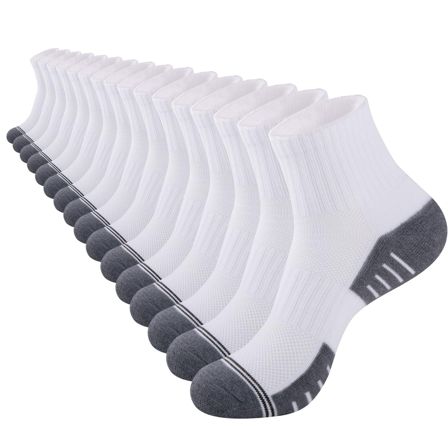 COOVAN Mens Athletic Ankle Socks 8 Pairs Cushioned Quarter Mini Crew Calf Running Half Crew Sock for Men