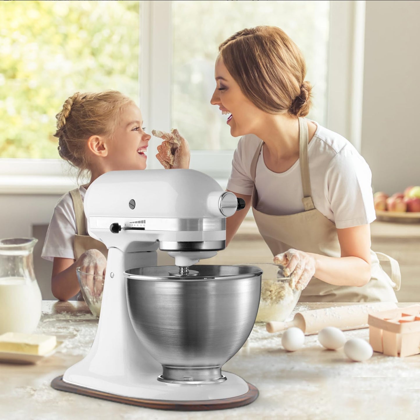 Mixer Slider Mat for Tilt Head Kitchen Aid 4.5-5 Qt Stand Mixer, Appliance sliding mat for kitchenaid Artisan 4.5-5 Qt, Kitchen Countertop Storage Accessories Moving Tray attachments (Brown)