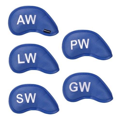 Andux 5Pack PU Golf Wedge Irons Club Head Covers NO. on Both Sides with Hook & Loop Closure MT/S20 （Blue）