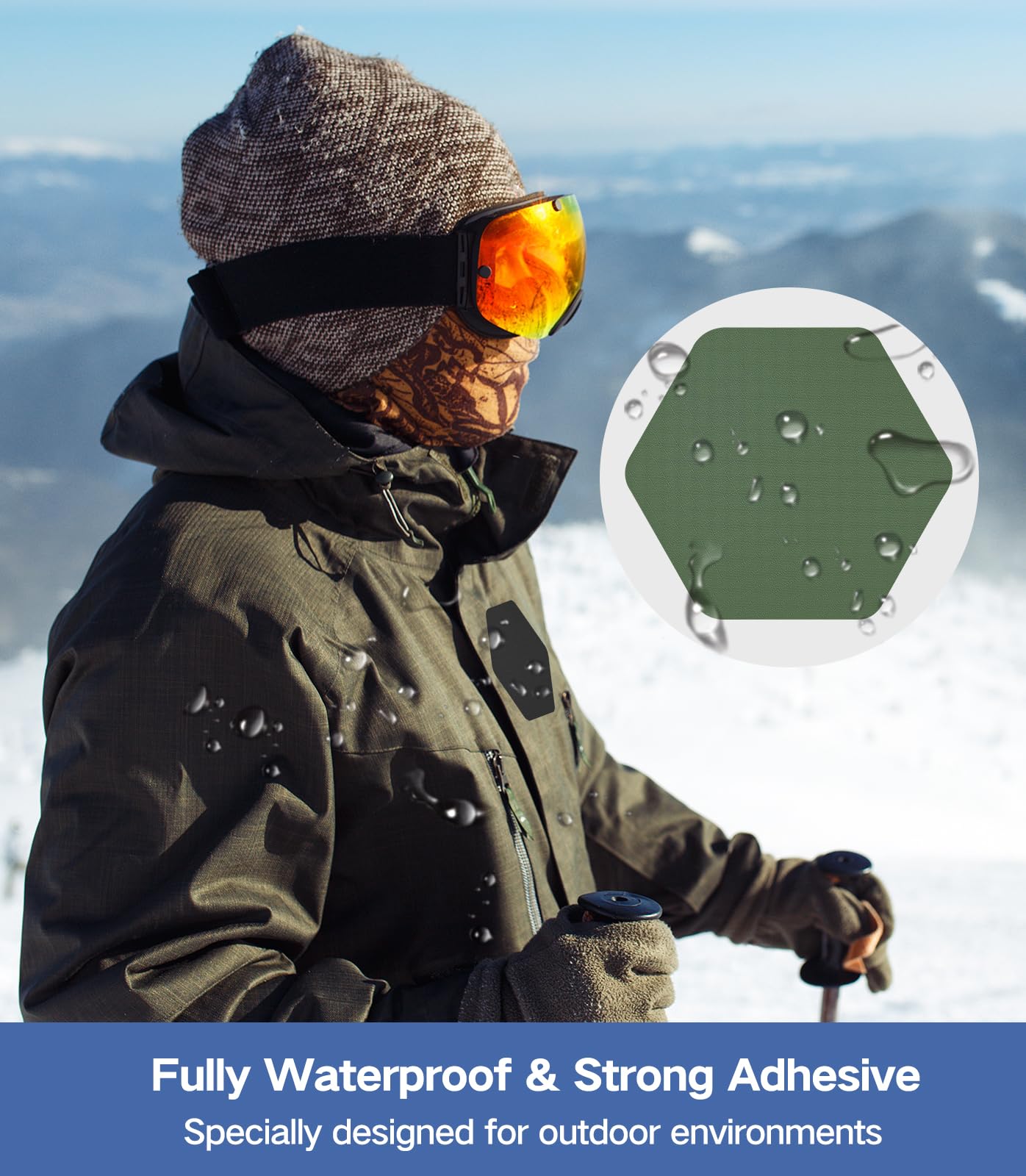 20Pcs Down Jacket Repair Patches Military Green Waterproof Self Adhesive Pre-Cut Nylon Repair Patches Kit for Jackets Coats Clothing Tents Sleeping Bags, Hexagon