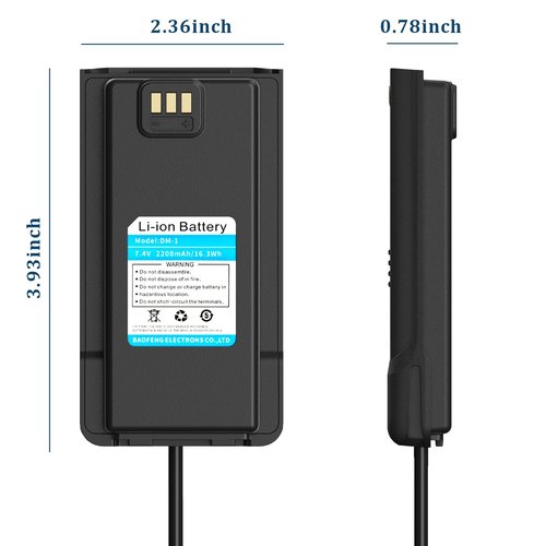DM-1 DM-1701 Battery Eliminator Car Charger 7.4V 2200mAh for DM1701 DMR Walkie Talkie Compatible with Digital Two Way Radio DM-1701A