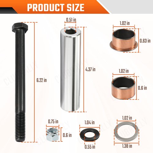 CLUBRALLY EZGO TXT/PDS Golf Cart Bushing Spindle King Pin Tube,Claw Copper Sleeve Kit, OEM#70648-G01, 70749G01, 70745G01