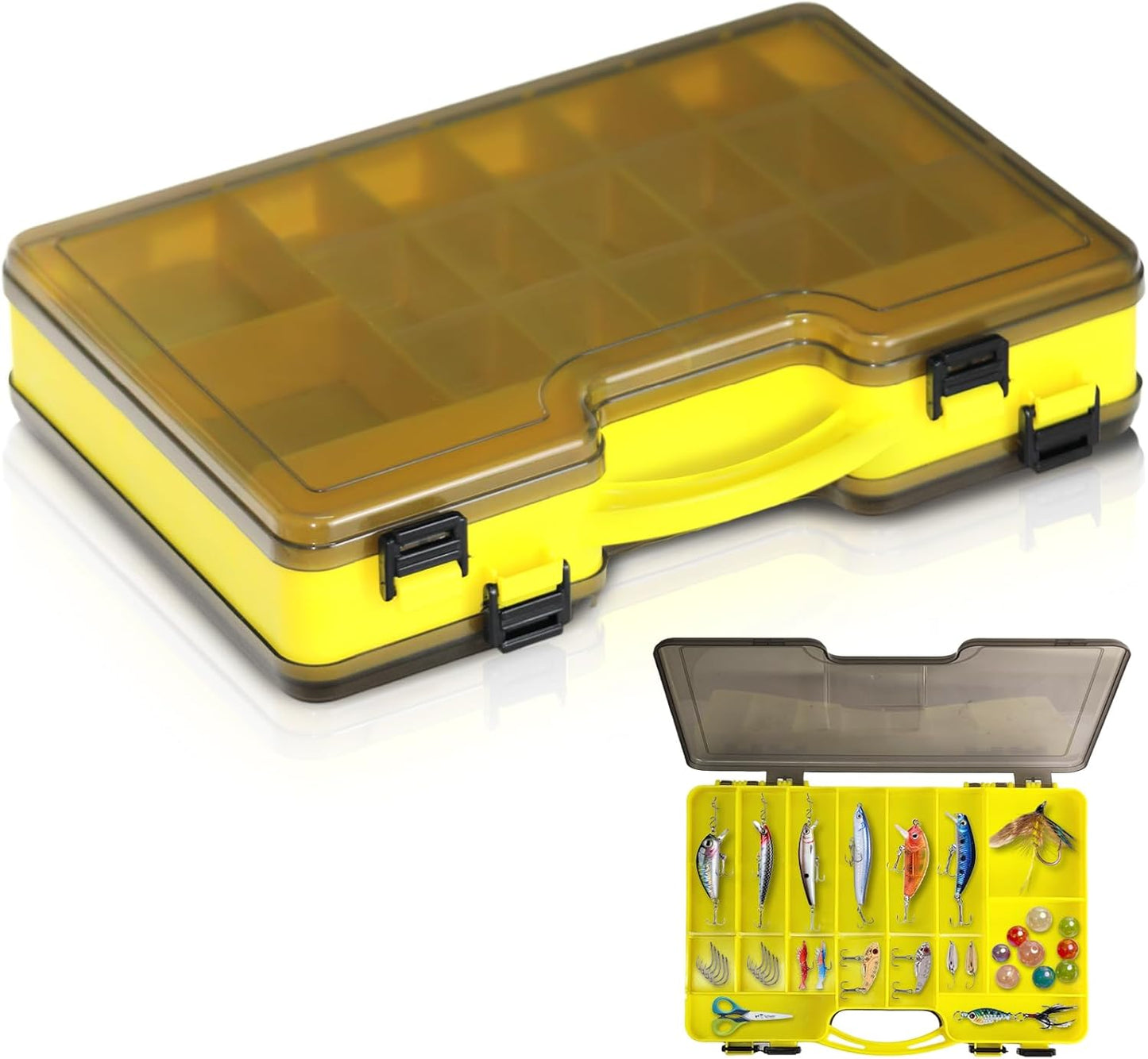 Skiennix Fishing Tackle Box - Waterproof Organizer with Removable Dividers for Bait Storage