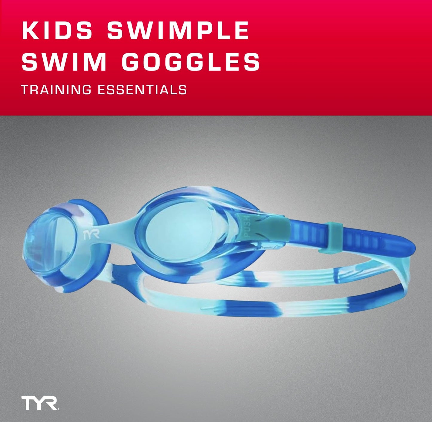 TYR Kids' Swimple Goggles - Colorful Swim Goggles for Beginners, Blue