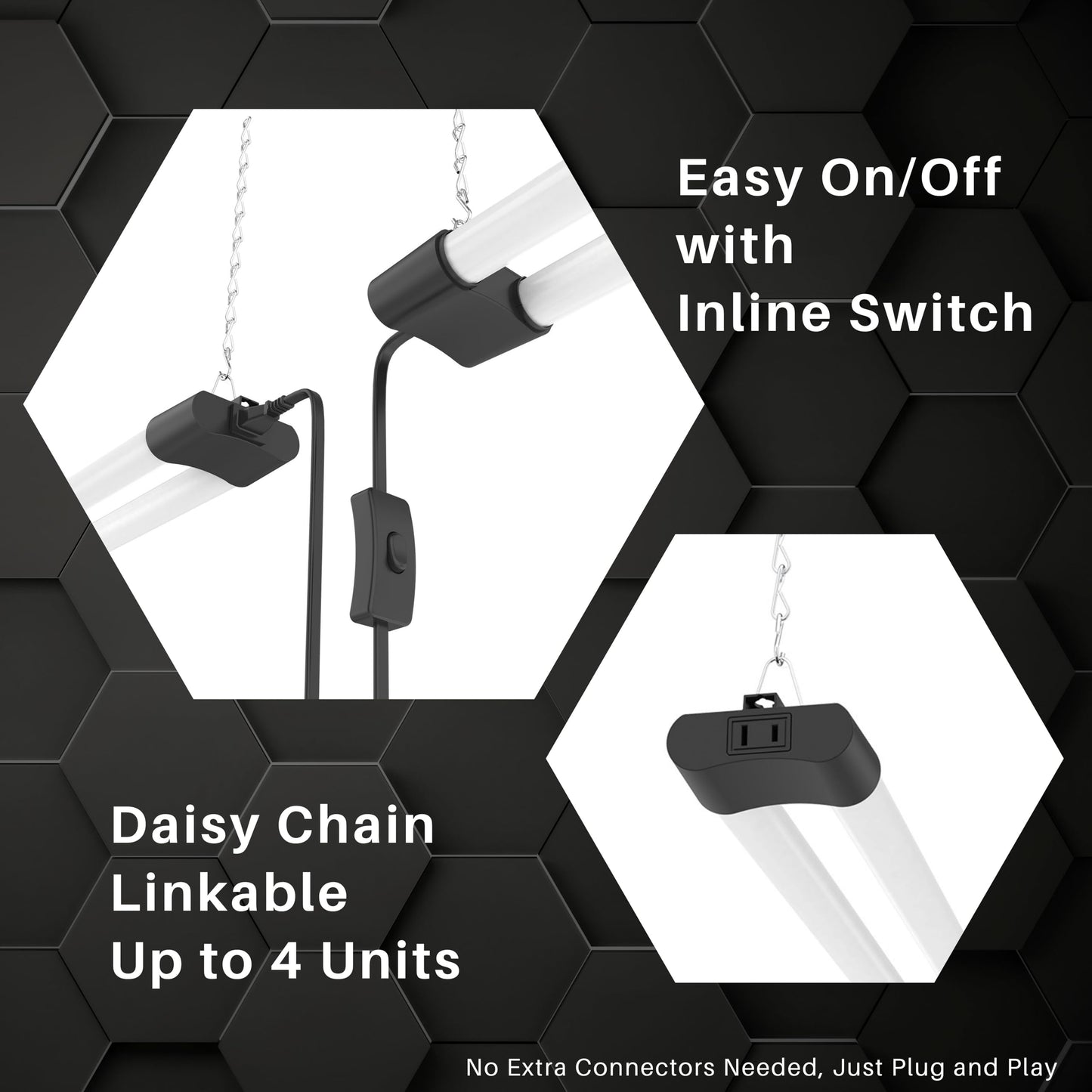 Quarterback 4FT 40W LED Shop Light with Inline Switch Dual Tube Lightweight Daylight White 5000K Surface or Suspension Mount for Garage Workshop Basement (1)