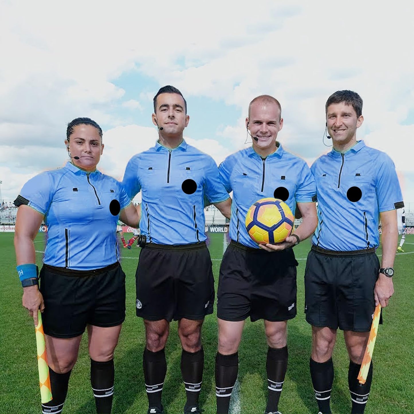 Soccer Referee Shirt Jersey Kit Official Short Sleeve Ref Shirts Uniform Halloween Costume for Men & Women Blue S