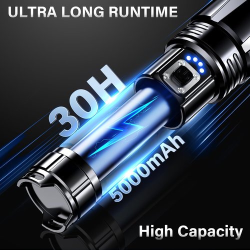AKNEAR Rechargeable LED Flashlight 99000 High Lumens, Super Bright Flashlights with Zoomable & USB C Rechargeable & 5 Light Mode & IPX-7 Waterproof, Powerful Flash Light for Home, Hiking, Camping