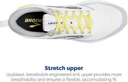 Brooks Women's Levitate 6 Running Shoes - Lightweight Comfort in White/Oyster/Yellow - Size 5 Medium