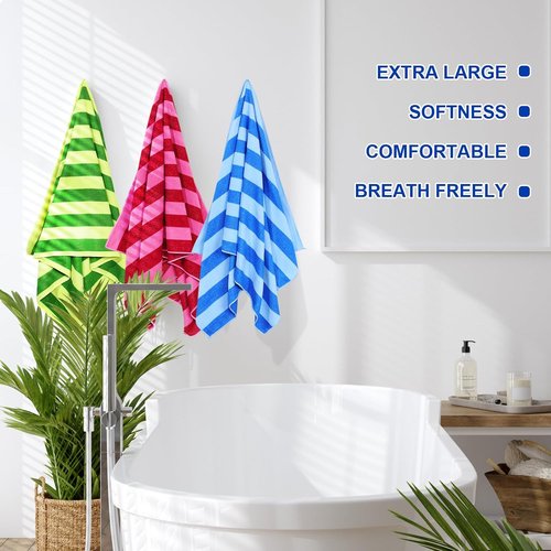 EBOOT Oversized Beach Towel Set - Extra Large Quick-Dry Microfiber Pool Towels | 36 x 72 Inch, Mixed Colors