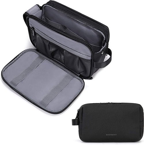 BAGSMART Toiletry Bag for Men - Water-Resistant Travel Organizer Dopp Kit | Medium Black