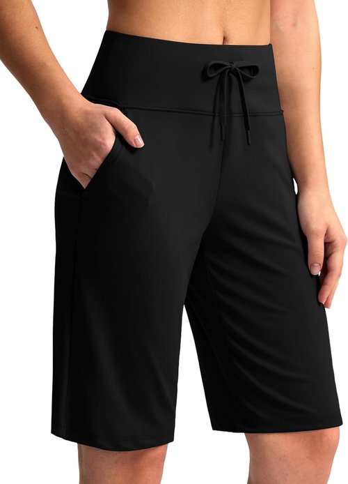 G Gradual Women's Bermuda Shorts - Comfy Knee-Length Stretch Shorts with Pockets for Summer Walking