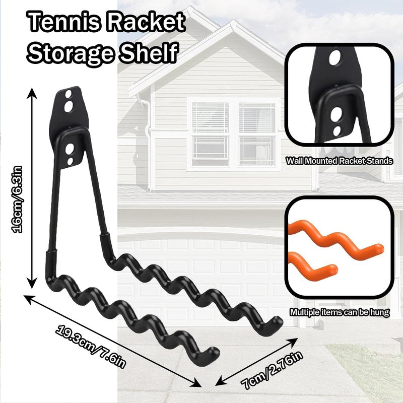 2 Pack Wall-Mounted Tennis Racket Storage Rack Display Stand, Badminton Racket Stand, Suitable for Badminton Rackets, Tennis Rackets