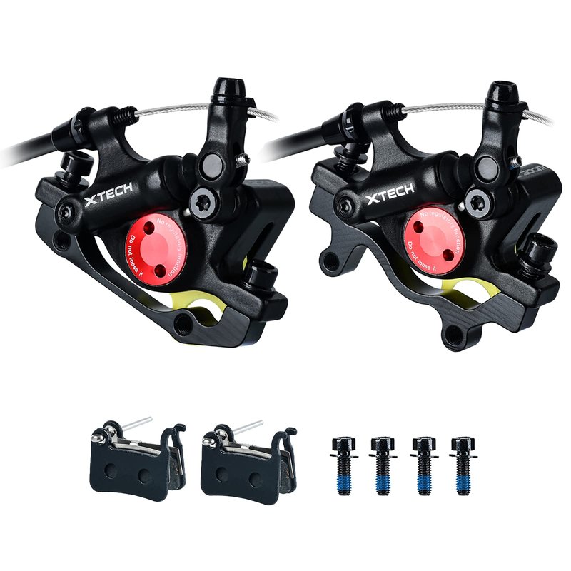RUJOI Bike Disc Brake Kit, Line Pull Hydraulic Disc Brake Set with Aluminum Oil Pressure Caliper, with 2 Spare Brake Pads for Road Bike, Mountain Bike.