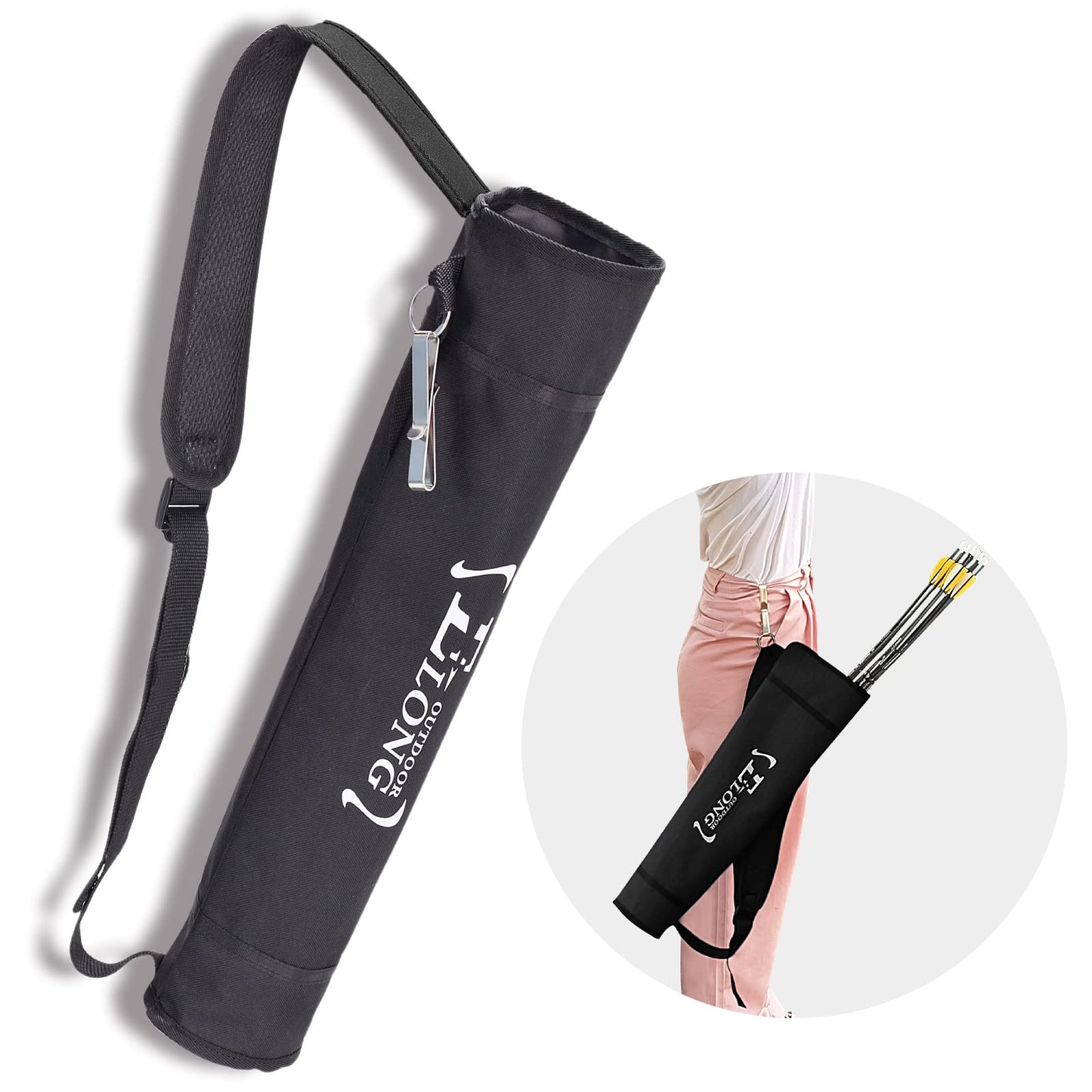 Elong Adjustable Archery Back Arrow Quiver Holder - Upgraded Quiver Arrows for Compound Recurve Bow and Hunting Target Practicing Youth and Adults