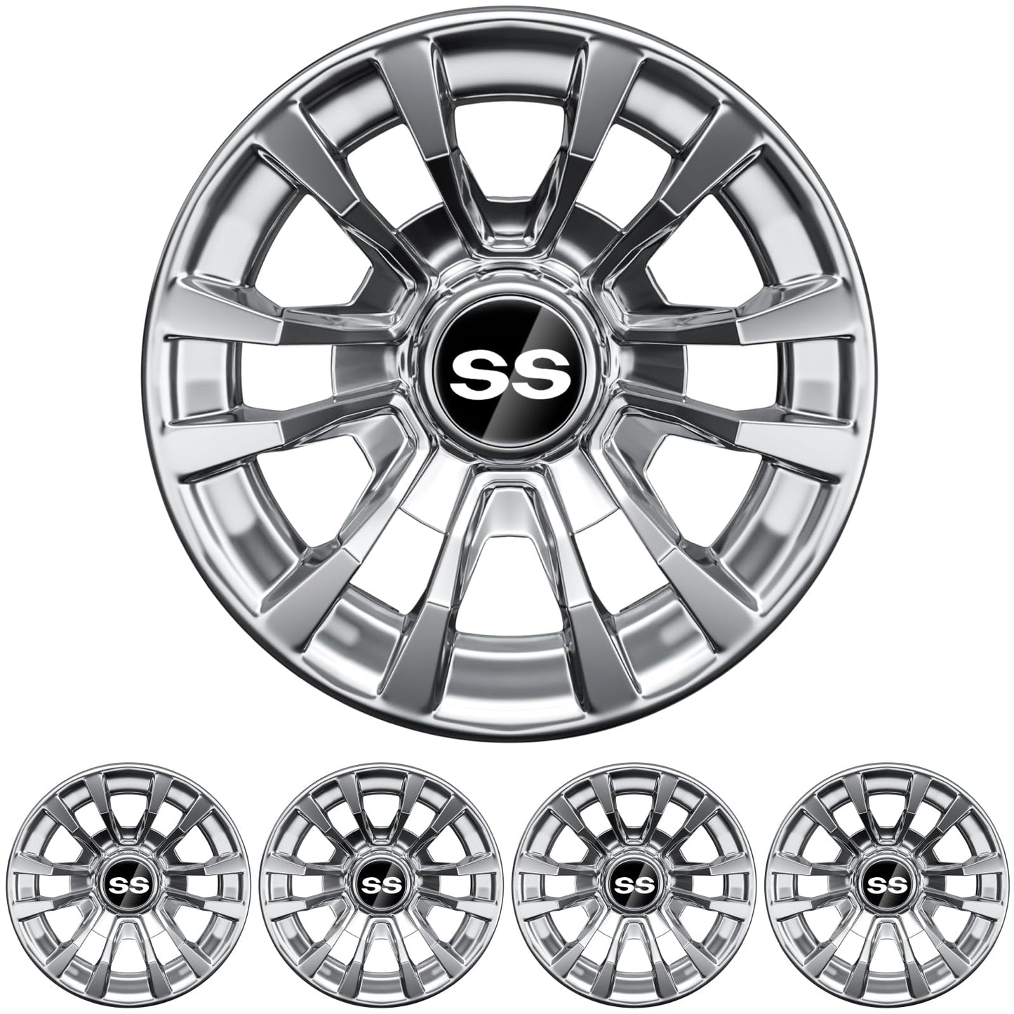 IOOBLBEI (4-Pack) Premium 8" Golf Cart Hub Caps, Hubcaps & Wheel Rim Covers, 6-Spoke Design for Club Car, EZGO, Yamaha (Excludes RXV Models) - 8 Inch Set, Abs,Steel, Acrylonitrile Butadiene Styrene