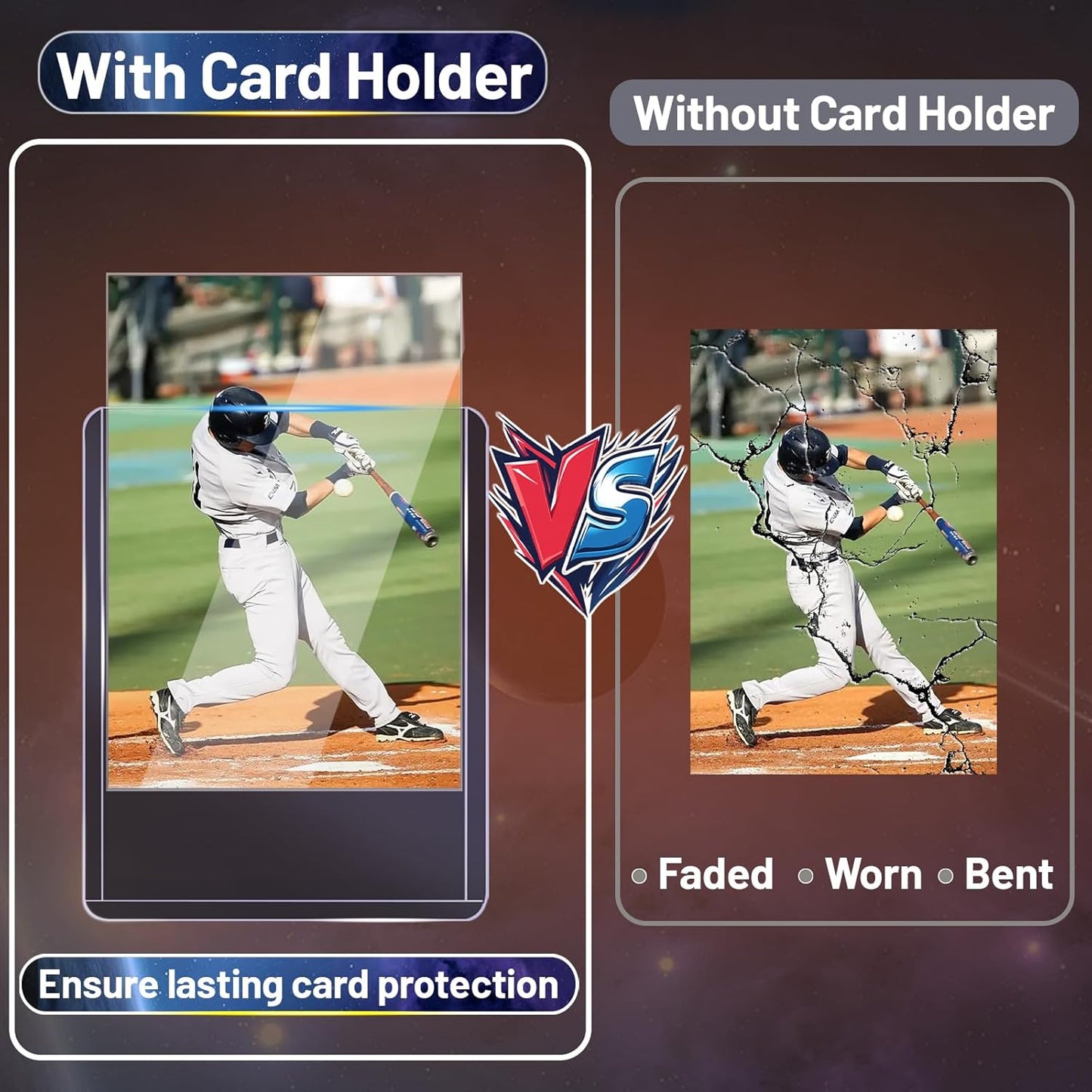 Skiennix Card Holders - 100 Toploads & 100 Penny Sleeves - 35PT Hard Plastic Protectors for TCG & Sports Cards