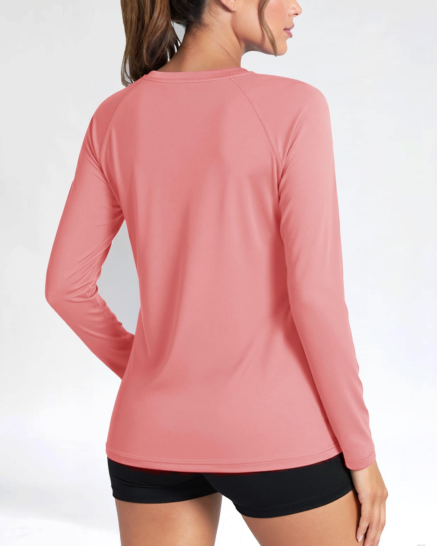 Boladeci Sun Shirts for Women Rash Guard Long Sleeve Swim Shirt UPF 50+ UV Protection Athletic Workout Tops Grey Pink L