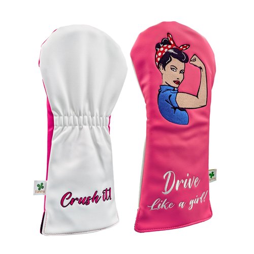 Foretra Driver Headcover | Leather Golf Club Covers | Drive Like a Girl Novelty Golf Head Covers Essential Golfer Accessories for Men Women | Universal Fit for Golfing Clubs