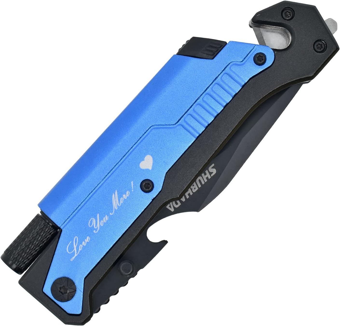 Skiennix Folding Pocket Knife - Multi-Function Emergency Tool with LED Light & Fire Starter | Blue