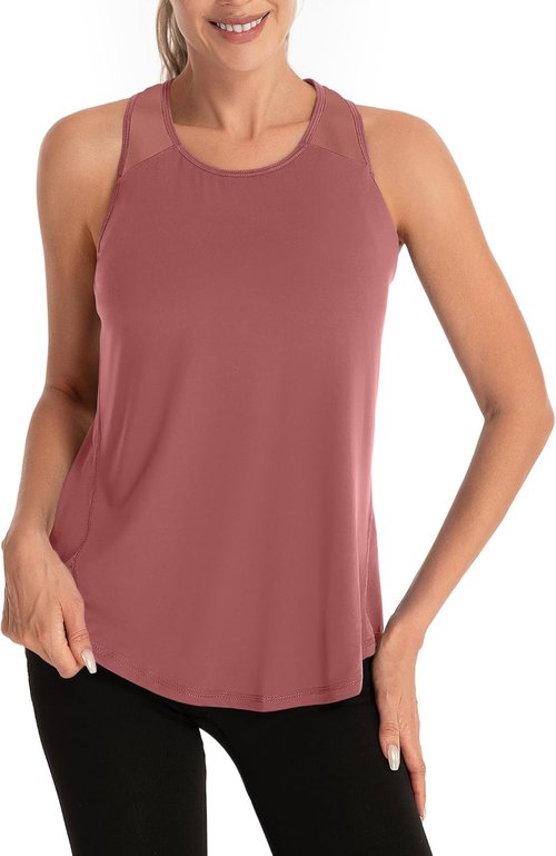 Aeuui Women's Racerback Workout Tank Tops - Breathable Mesh Yoga Shirts for Athletic Performance