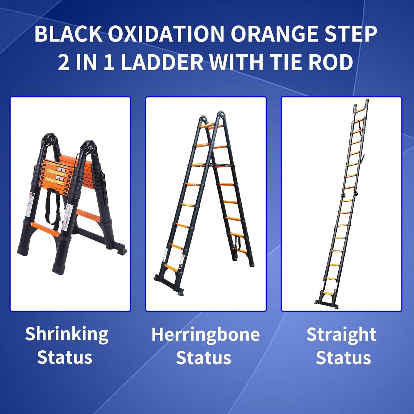 8.5 FT Telescoping Ladder - Lightweight Aluminum Extension Ladder with Stabilizers for Home & RV Travel