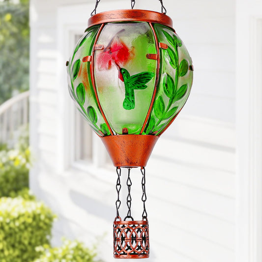 Hummingbird Solar Hot Air Balloon Lantern,Outdoor Decor with Flame Lights Waterproof, Hanging Lights for Garden Yard Lawn Patio, Unique Gifts for Women Mom Grandma Gardener for Mother'Day